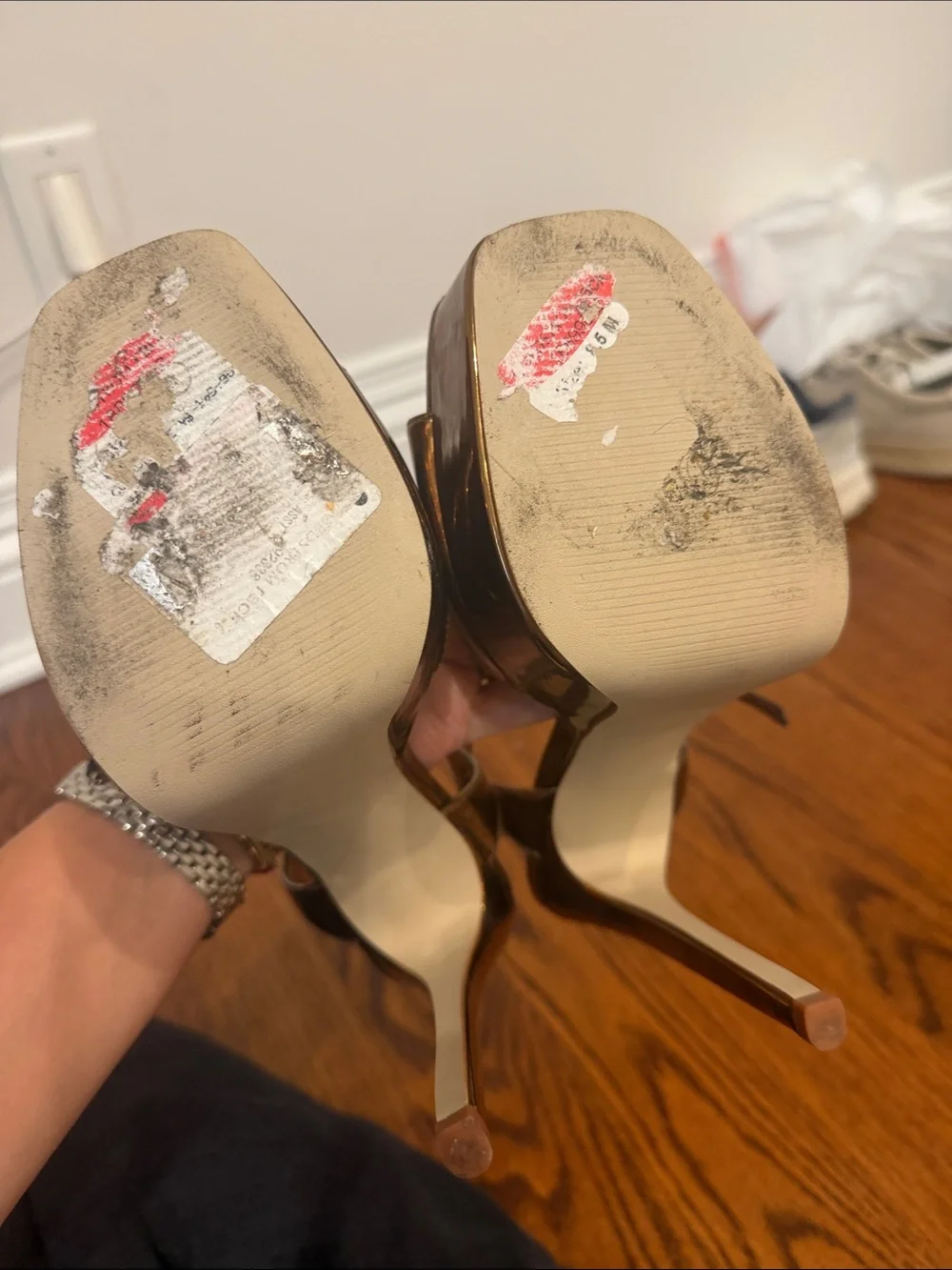 Steve Madden  Gold Platform Strappy High Heel Sandals size 8.5
